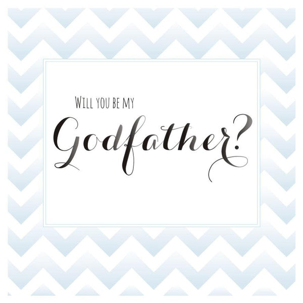 Religious Occassions Card, Blue Stripes, Will you be my Godfather?