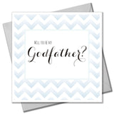 Religious Occassions Card, Blue Stripes, Will you be my Godfather?