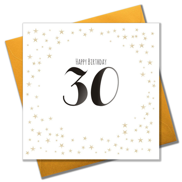 Birthday Card, Gold Stars, Happy Birthday 30