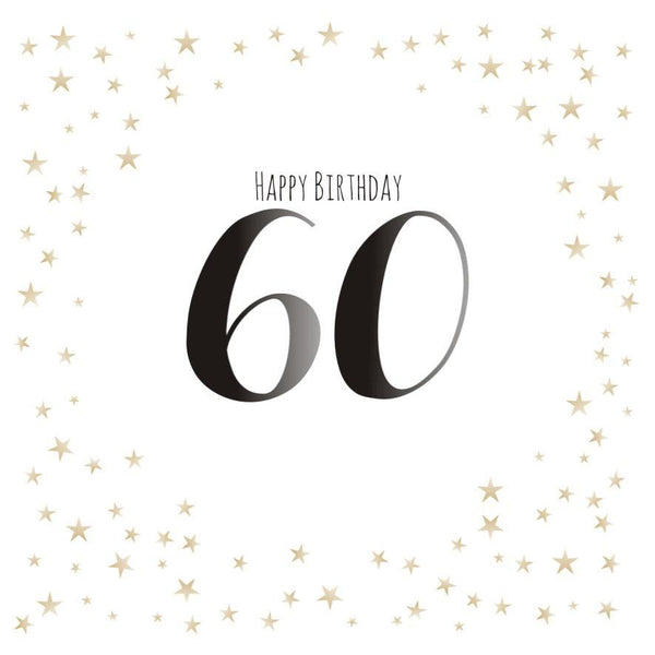 Birthday Card, Gold Stars, Happy Birthday 60