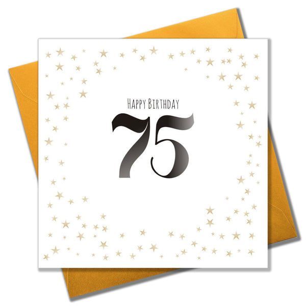 Birthday Card, Gold Stars, Happy Birthday 75