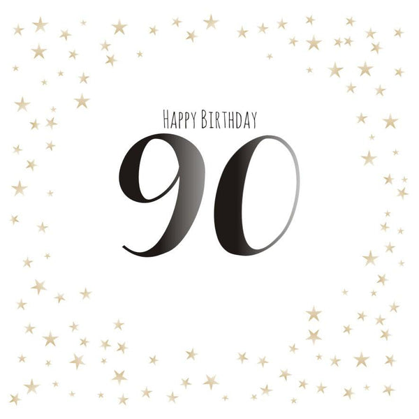 Birthday Card, Gold Stars, Happy Birthday 90