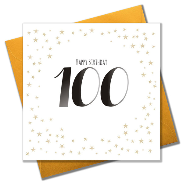 Birthday Card, Gold Stars, Happy Birthday 100