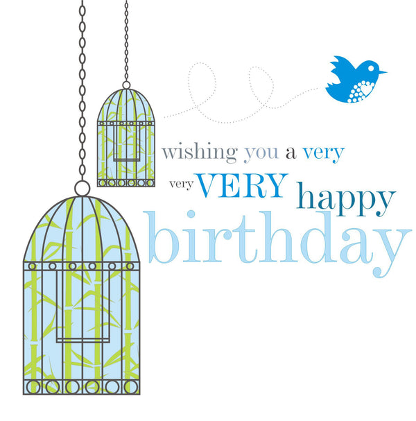 Birthday Card, Birdcages, Wishing you a very Happy Birthday