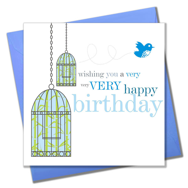 Birthday Card, Birdcages, Wishing you a very Happy Birthday