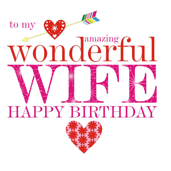Birthday Card, Heart, to my wonderful Wife, Happy Birthday