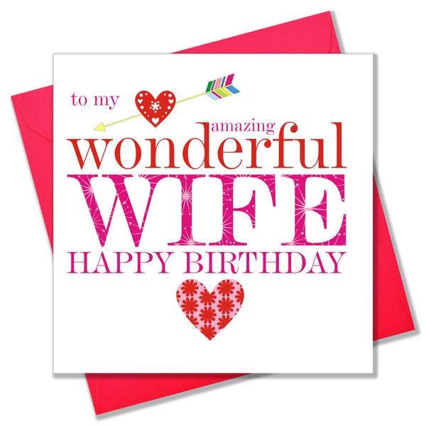 Birthday Card, Heart, to my wonderful Wife, Happy Birthday