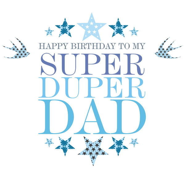 Birthday Card, Blue Stars, Happy Birthday to my Super Duper Dad