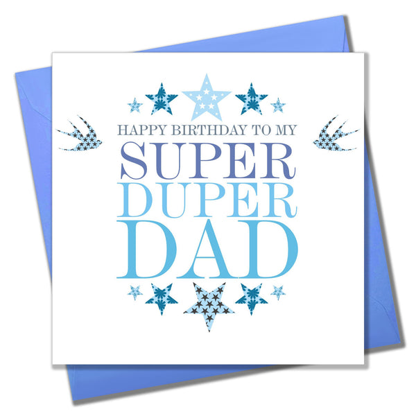 Birthday Card, Blue Stars, Happy Birthday to my Super Duper Dad
