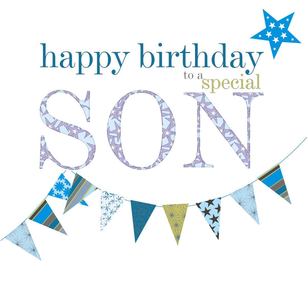 Birthday Card, Blue Flags, Happy Birthday to a special Son