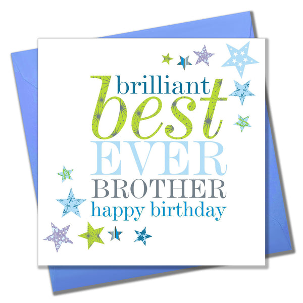 Birthday Card, Blue Stars, Brilliant best ever Brother Happy Birthday