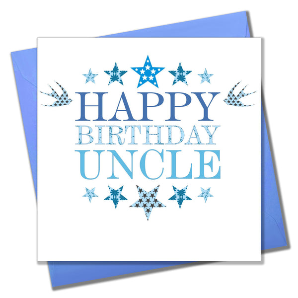 Birthday Card, Blue Stars, Happy Birthday Uncle