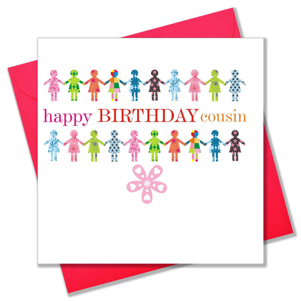 Birthday Card, Patterned Girls, Happy Birthday Cousin