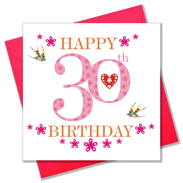 Birthday Card, Pink Age 30, Happy 30th Birthday