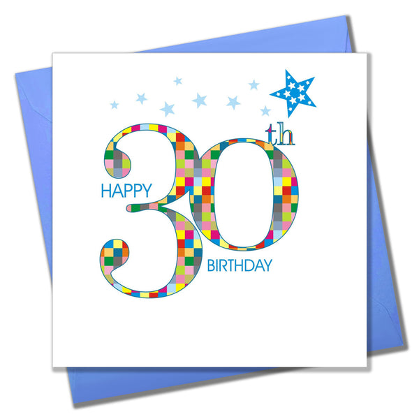 Birthday Card, Blue Age 30, Happy 30th Birthday