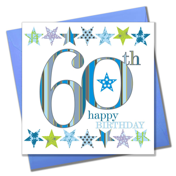 Birthday Card, Blue Age 60, Happy 60th Birthday