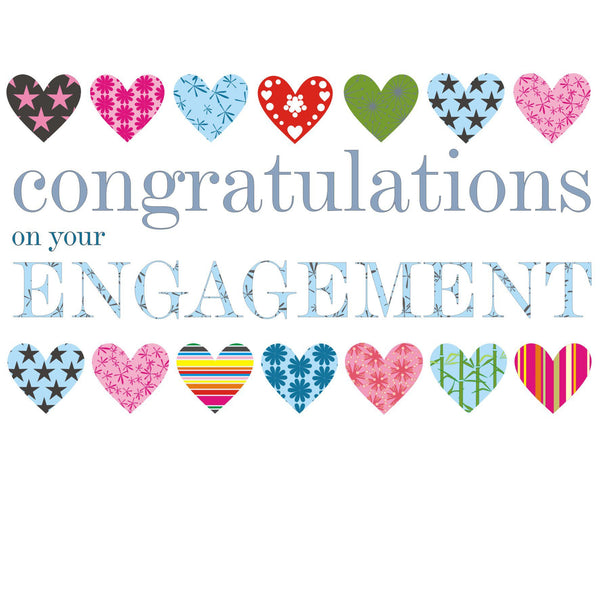 Wedding Card, Patterned Hearts, Congratulations on your Engagement