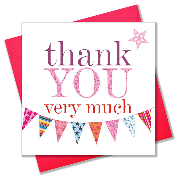 Thank You Card, Pink Bunting, Thank You very Much