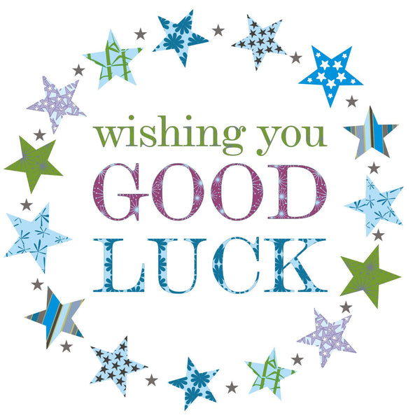 Good Luck Card, Blue Stars, wishing you Good Luck
