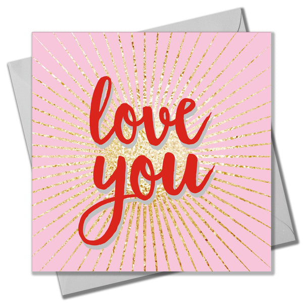 Valentine's Day Card, explosion with pink background, Love You