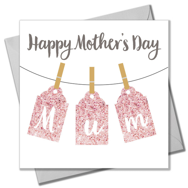 Mother's Day Card, Pegs, Happy Mother's Day Mum