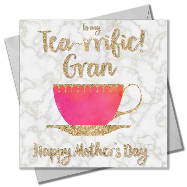 Mother's Day Card, Tea Cup, To my Tea-rrific Gran Happy Mother's Day