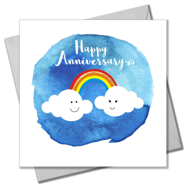 Wedding Card, Clouds and Rainbow, Happy Anniversary