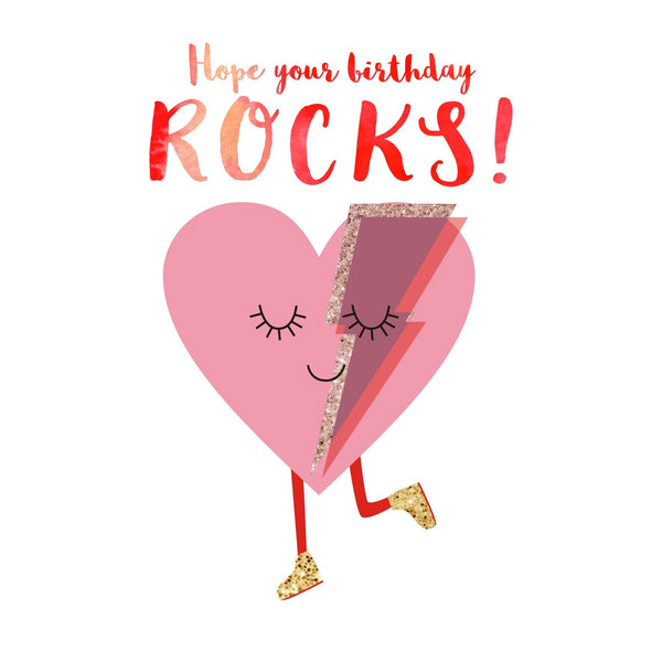 Birthday Card, Bowie Heart, Hope your Birthday Rocks