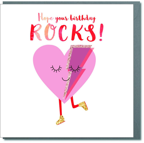 Birthday Card, Bowie Heart, Hope your Birthday Rocks