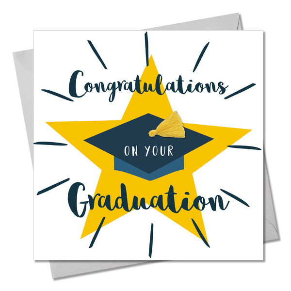 Graduation Congratulations Card, Star, Embellished with a colourful tassel