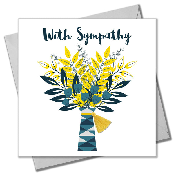 Sympathy Card, Flowers, Embellished with a colourful tassel