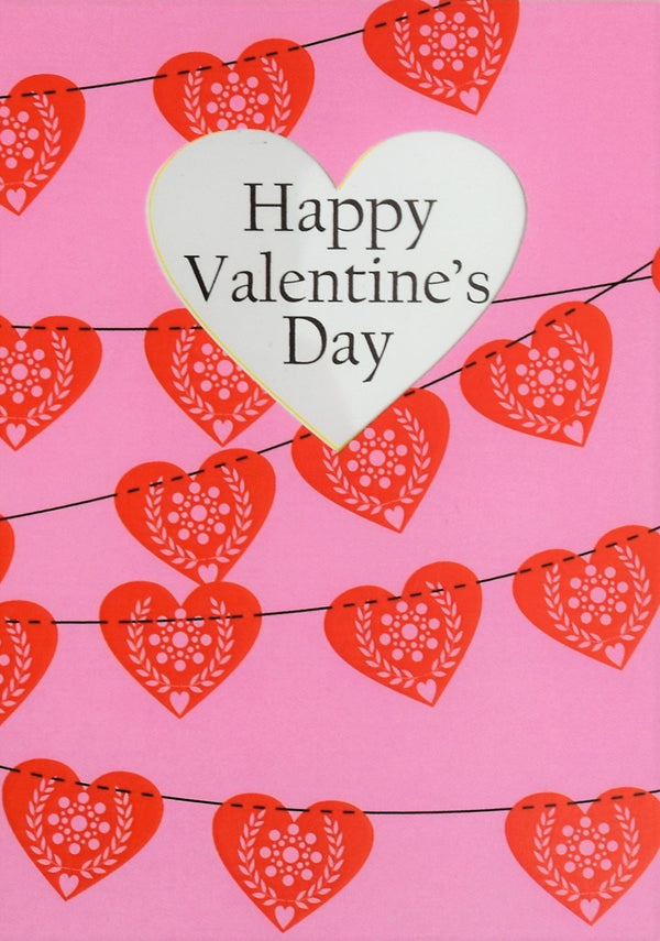 Valentine's Day Card, Heart Flags, See through acetate window