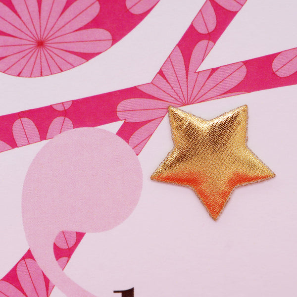 Welsh Birthday Card, Penblwydd Hapus, Age 13 Girl, padded star embellished