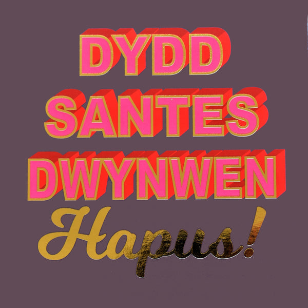 Welsh Dwynwen Valentine's Day Card, text foiled in shiny gold