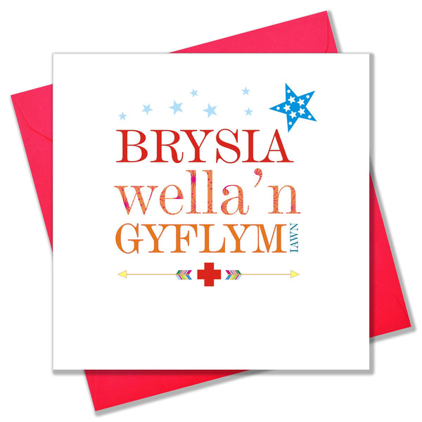 Welsh Get Well Card, Red Cross, Get Well Very Soon