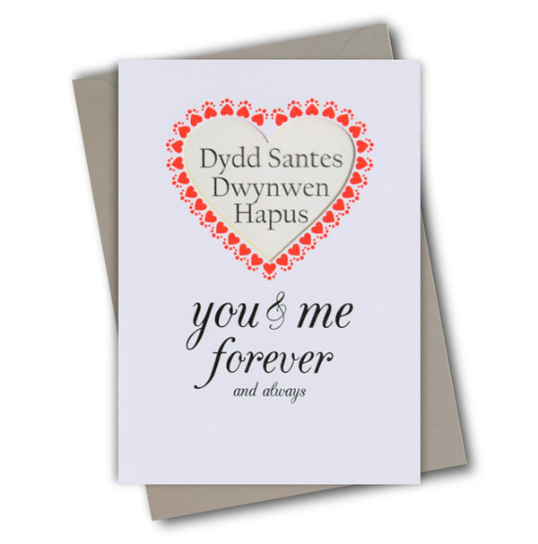 Welsh Valentine's Day Card, You and Me Forever, See through acetate window