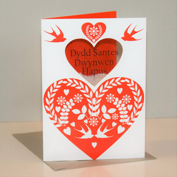 Welsh Valentine's Day Card, True Love, See through acetate window