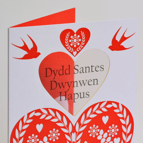 Welsh Valentine's Day Card, True Love, See through acetate window