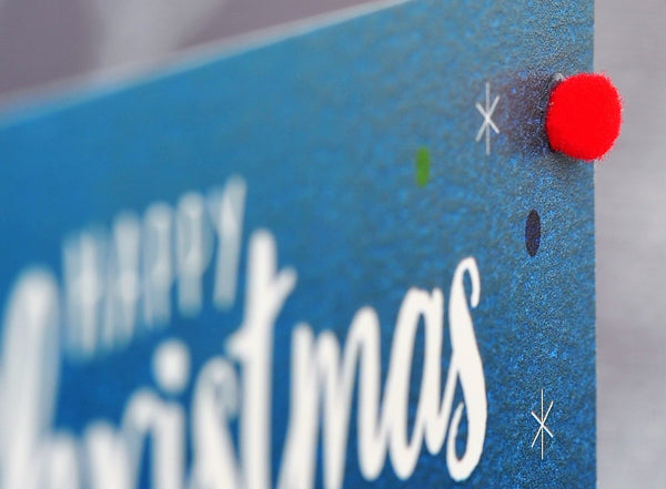 Welsh Christmas Card, Nadolig Llawen, Dear Santa, Pompom Embellished