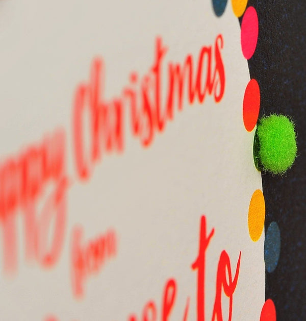 Welsh Christmas Card, Nadolig Llawen, From Our house, Pompom Embellished