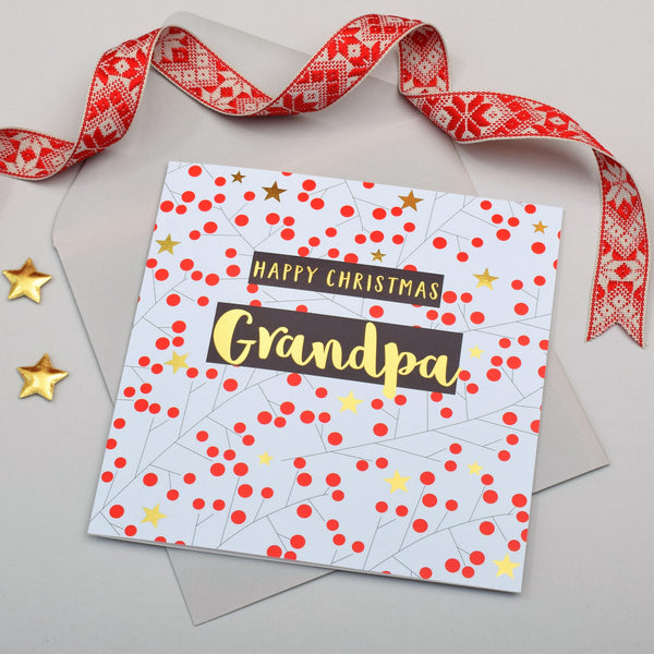 Christmas Card, Grandpa Berries & Twigs, text foiled in shiny gold