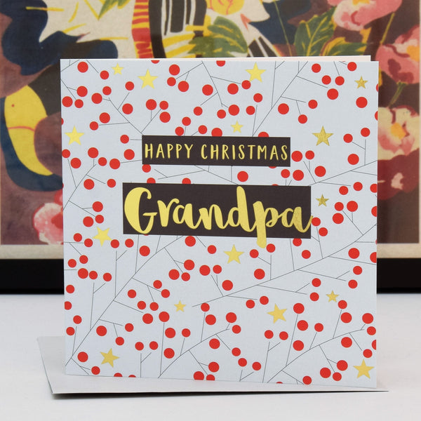 Christmas Card, Grandpa Berries & Twigs, text foiled in shiny gold