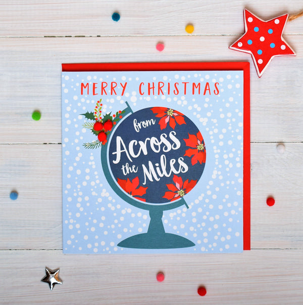 Christmas Card, Christmas globe, From across the miles, Pompom Embellished