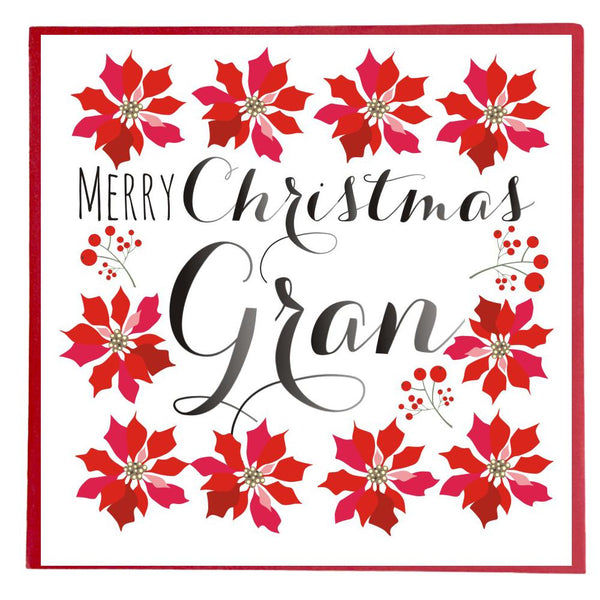 Christmas Card, Poinsettias, Merry Christmas Gran