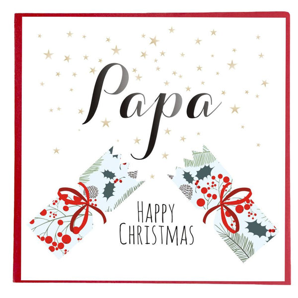 Christmas Card, Stars and Cracker, Happy Christmas Papa
