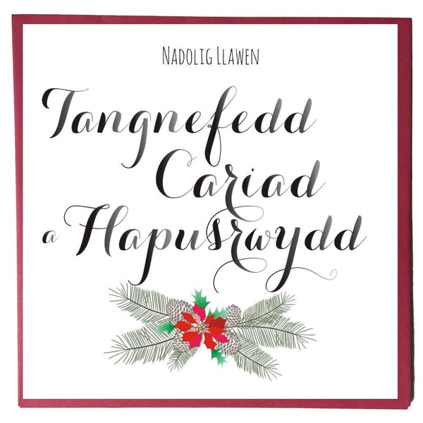 Welsh Christmas Card, Nadolig Llawen, Peace Love & Joy